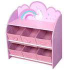 Danawares Unicorn Toys Organizer Bookshelf with 6 Fabric Bins - Pink-Includes three shelves and six fabric bins