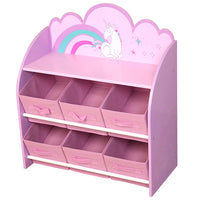 Danawares Unicorn Toys Organizer Bookshelf with 6 Fabric Bins - Pink-Includes three shelves and six fabric bins