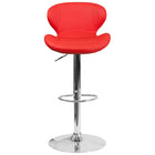Flash Furniture Contemporary Vinyl Adjustable Height Barstool with Curved Back & Chrome Base - Red-Contemporary Style Stool