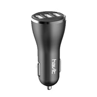 Havit H212 3xUSB Ports DC5V, 4.2A Car Charger, Dark Grey-Eye-catching blue  LED indicator which display the charging status