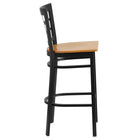 Flash Furniture HERCULES Series Black Window Back Metal Restaurant Barstool - Natural Wood Seat-Window Back Design