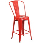 Flash Furniture 24" High Red Metal Indoor-Outdoor Counter Height Stool with Back-500 lb. Weight Capacity