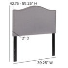 Flash Furniture Lexington Upholstered Twin Size Headboard with Accent Nail Trim - Light Grey Fabric-Brass Nailhead Trim