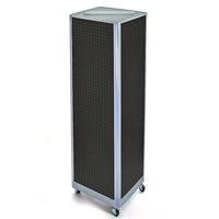 Azar Displays 60" x 16" 4-Sided Pegboard Floor Display with Wheels, Black (700406-BLK)-Square tower spinner with wheels