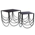 Truu Design Scallop Nesting Side Table, 18 x 15.5 inches, Black-Dimensions: large table measures 18” x 17.5” x 15.5” and small table measures 13.75” x 15.5” x 13.75” in dimensions (L x H x W)