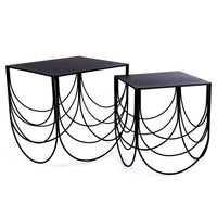 Truu Design Scallop Nesting Side Table, 18 x 15.5 inches, Black-Dimensions: large table measures 18” x 17.5” x 15.5” and small table measures 13.75” x 15.5” x 13.75” in dimensions (L x H x W)