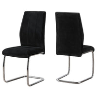 Monarch Specialties 1067 Dining Chair - Black Velvet/Chrome - 2 Pack-Set of 2 upholstered dining chairs boasting a unique contemporary style 