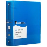 JAM Paper Heavy Duty 2" 3-Ring Flexible Poly Binder - Blue Glass Twill -English only packaging