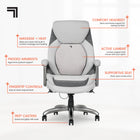 Sharper Image S-600 Active Lumbar Massage Chair - 27-3/4“ W x 30" D x 45-1/4" -48-1/4" H - White-Dual-wheel multi surface mobility casters