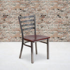 Flash Furniture HERCULES Series Clear Coated Ladder Back Metal Restaurant Chair - Mahogany Wood Seat - 2 Pack-Welded Joint Assembly