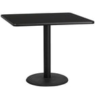 Flash Furniture 42" Square Black Laminate Table Top with 24" Round Table Height Base-Hospitality Table