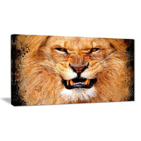 Designart Angry Lion Canvas Art Print, 5 Panels, (PT2308-40-20)-Print
