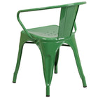 Flash Furniture Green Metal Indoor-Outdoor Chair with Arms-Curved Back with Vertical Slat