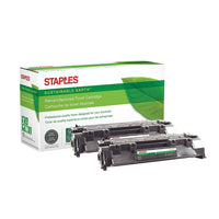 Staples Sustainable Earth HP 80A Reman Laser Toner Cartridge - Black - 2 Pack-Colour: black