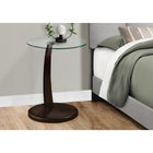 Monarch Specialties 3001 Accent Table - Espresso Bentwood With Tempered Glass-Contemporary style