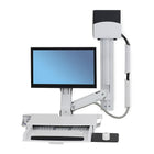 Ergotron StyleView Sit-Stand Combo System with Worksurface, Bright White Texture (45-272-216)-Includes Combo Arm, 34" Wall Track with (2) black track covers, Small Black CPU Holder, CPU spacer, (2) 10" cable channels, CPU and Arm track mount bracket kits, Wall Track fasteners for concrete and wood, CPU direct wall mount kit, height-adjustable LCD mount, wrist rest, scanner and mouse holders, integrated keyboard tray, slide-out mouse tray, handle, VESA monitor mounting kit, cable ties