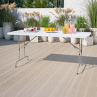 Flash Furniture 30"W x 72"L Height Adjustable Granite Plastic Folding Table - White-1.75'' Thick Granite White Table Top