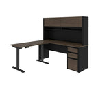 Bestar Connexion 2-Piece Set: A Standing Desk and A Desk with Hutch, Antigua & Black-The desk is made of durable 1" commercial grade work surface with melamine finish that resist scratches, stains and wear