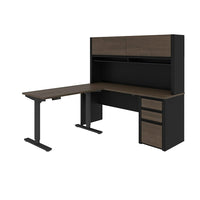 Bestar Connexion 2-Piece Set: A Standing Desk and A Desk with Hutch, Antigua & Black-The desk is made of durable 1" commercial grade work surface with melamine finish that resist scratches, stains and wear