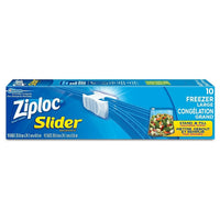 Ziploc Large Heavy-Duty Freezer Bags, 10 Pack (SCJ00970)-Each bag features a slider closure and an expandable bottom that opens into a flat base, helping the bag stay upright so it’s easy to fill