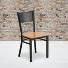 Flash Furniture HERCULES Series Black Grid Back Metal Restaurant Chair - Natural Wood Seat-.625" Thick Plywood Seat