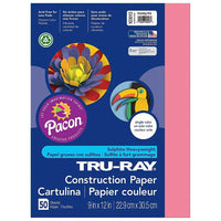 Pacon Tru-Ray Construction Paper - 9" x 12" - Shocking Pink - 250 Sheets (PAC103013)-Heavy 76 lb. 100% vat-dyed sulphite with longer, stronger fibers.