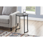 Monarch Specialties 2206 Accent Table - 24"H/Grey Stone-Look/Black Metal-Product dimensions: 24"H x 18.25"L x 18.25"W