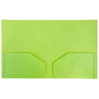 JAM Paper Plastic Heavy Duty Two Pocket Folders, Lime Green, 12 Pack (383Hlig)-green