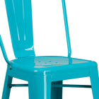 Flash Furniture Commercial Grade 30" High Crystal Teal-Blue Metal Indoor-Outdoor Barstool with Back-Footrest
