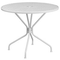 Flash Furniture 35.25" Round White Indoor-Outdoor Steel Patio Table-Patio Table