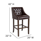 Flash Furniture Carmel Series 30" High Transitional Tufted Walnut Barstool with Accent Nail Trim - Brown LeatherSoft - 2 Pack-Floor Protector Glides