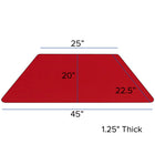 Flash Furniture 24''W x 48''L Trapezoid Activity Table with 1.25'' High Pressure Top and Standard Height Adjustable Legs, Red-Dimensions: 21 1/4'' - 30 1/4''H x 20''W x 45 1/4''D