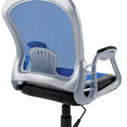 CorLiving LOF-278-O Black Leatherette and Blue Mesh Adjustable Office Chair-Tilting back support