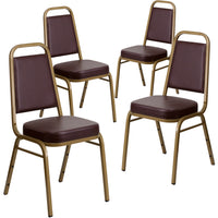 Flash Furniture HERCULES Series Crown Back Stacking Banquet Chair in Brown - Copper Vein Frame - 4 Pack-Set of 4 Multipurpose Banquet Chairs