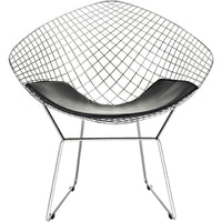 Nicer Furniture Bertoia Style Diamond Wire Chair - Black PU Cushion - 2 Pack-A versatile chair that can be used in any setting