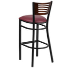 Flash Furniture HERCULES Series Black Slat Back Metal Restaurant Barstool - Walnut Wood Back - Burgundy Vinyl Seat-Burgundy Vinyl Upholstered Seat