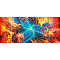 Designart Electric Fire 5-Panel Modern Canvas Art Print, (PT3035-401)-Print