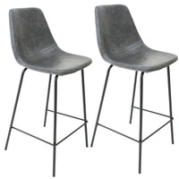 My Home My Living Vintage Faux Leather Counter Stool - Grey - 2 Pack-Vintage grey faux leather upholstery with foam seat and back
