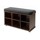 Winsome Townsend Storage Bench with Black Cushion Seat, Espresso-Townsend bench is perfect for shoe storage, entry way or bedroom