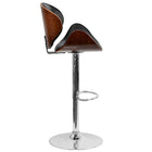 Nicer Furniture Faux Leather Bentwood Adjustable Bar Stool - Black Leather-Thick padded cushion