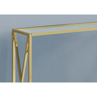 Monarch Specialties 3446 Accent Table - 42"L/Gold Metal With Tempered Glass-Clean, contemporary design suitable for any decor style