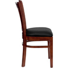 Flash Furniture HERCULES Series Vertical Slat Back Mahogany Wood Restaurant Chair - Black Vinyl Seat-Vertical Slat Back Design