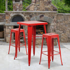 Flash Furniture Commercial Grade 30" High Backless Red Metal Indoor-Outdoor Barstool with Square Seat-Seat Drain Hole assists in drying
