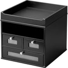Victor Wood Tidy Tower Desktop Organizer, Midnight Black (5500-5)-Large in/out letter tray on top