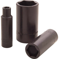 Gray Tools 1-7/16" X 1/2" Drive, 6 Point Deep Length, Black Impact Socket-Size: 1-7/16"