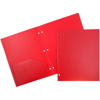 JAM Paper Plastic Heavy Duty 3 Hole Punched 2 Pocket School Folders, Red, 108 Pack (383HHPREA)-Material: poly plastic