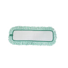 Globe Commercial 48" Microfiber Dry Pad with Fringe - Green - 6 pack-Holds up under harsh laundering conditions