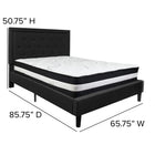 Flash Furniture Roxbury Queen Size Tufted Upholstered Platform Bed with Pocket Spring Mattress - Black Fabric-Black Fabric Upholstery