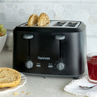 Kenmore - Grille-pain à 4 tranches avec commandes doubles - Noir mat et gris-Selecteur numerotes qui offrent 6 options de degre de brunissement