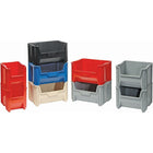 Quantum Storage Systems Giant Stacking Containers, 10-7/8" W x 12-1/2" H x 17-1/2" D, Grey - 3 Pack-Capacity: 100 lbs.
